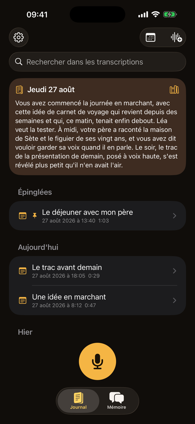 Capsule on iPhone: today's page and the moments of the day
