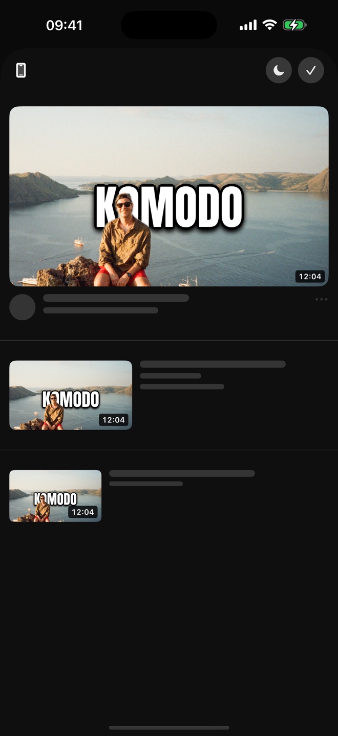 The thumbnail previewed at three sizes inside a feed